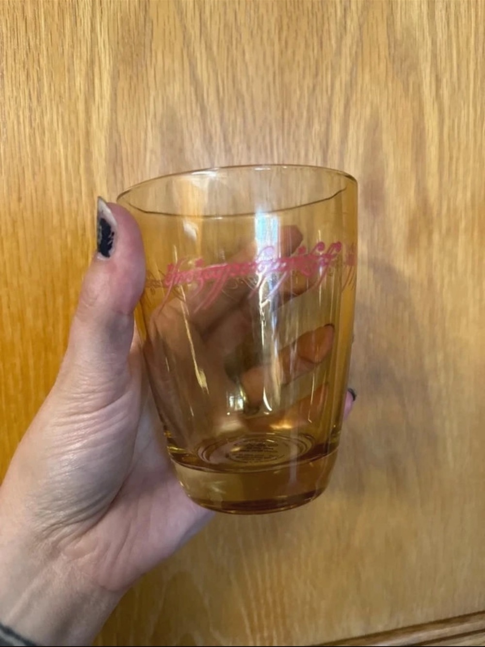 Loot Crate Lord of the Rings Amber Glass Party Tumbler with Script Accent